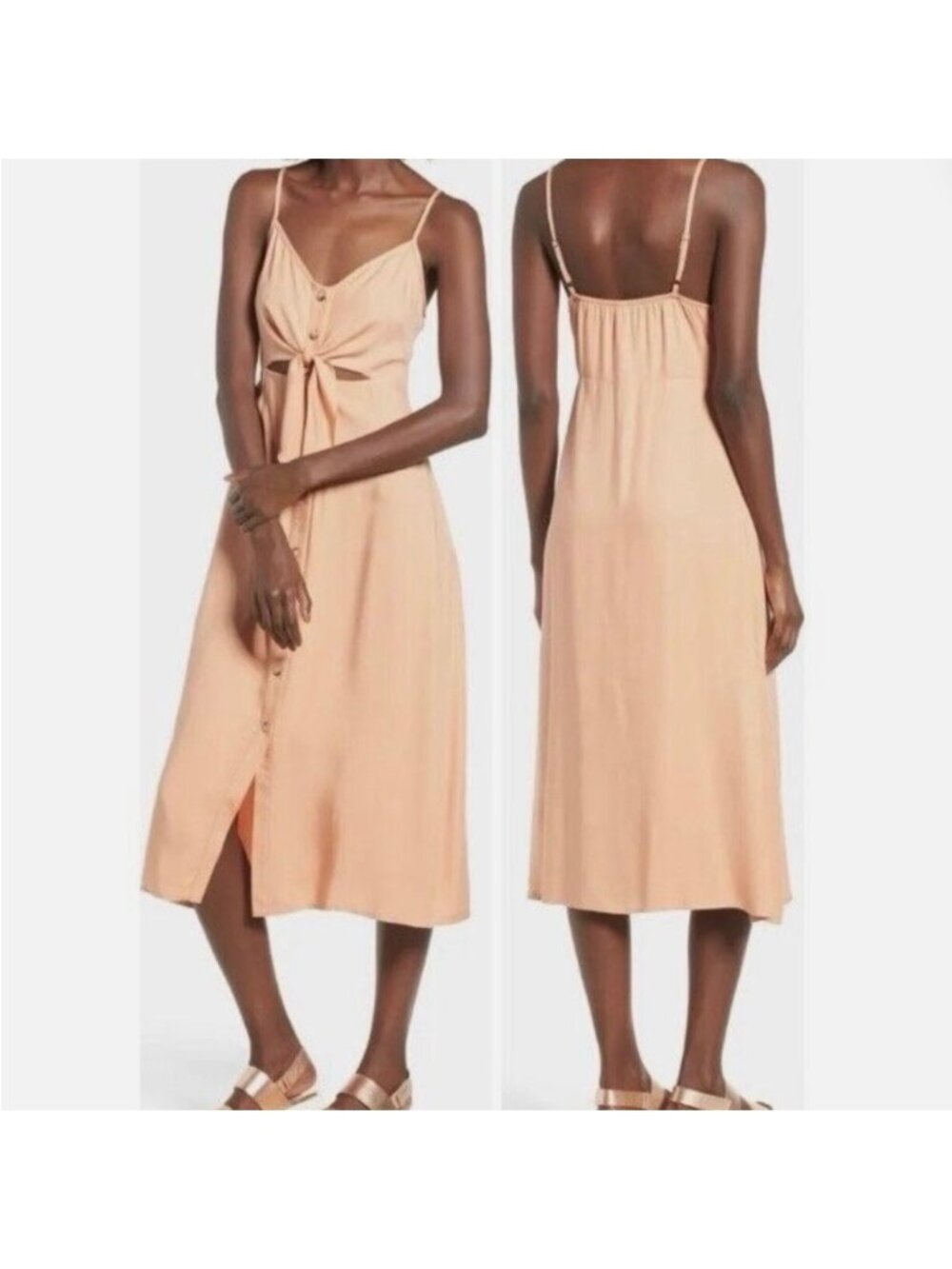 Mimi Chica Peekaboo Cutout Ti€ ?Front Midi dress